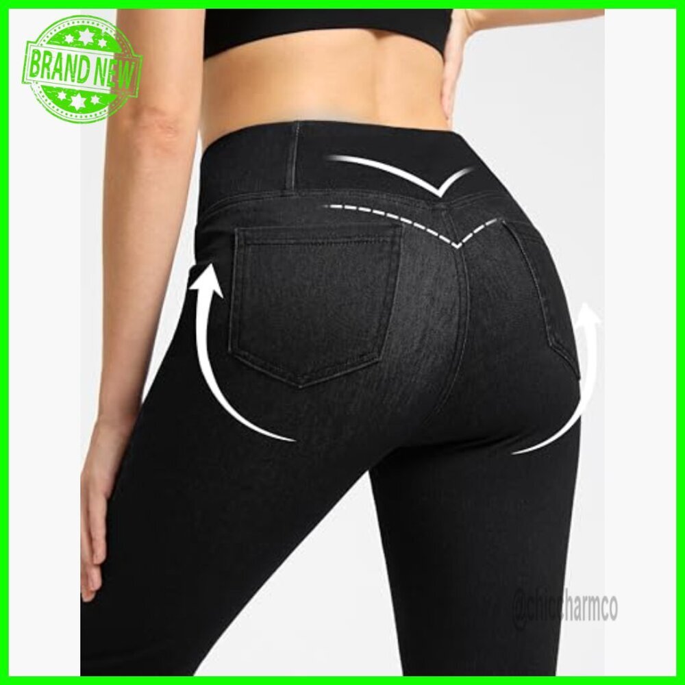 High Waisted Skinny Jeggings Tummy Control Stretchy Pull On Denim Leggings - Picture 5 of 7